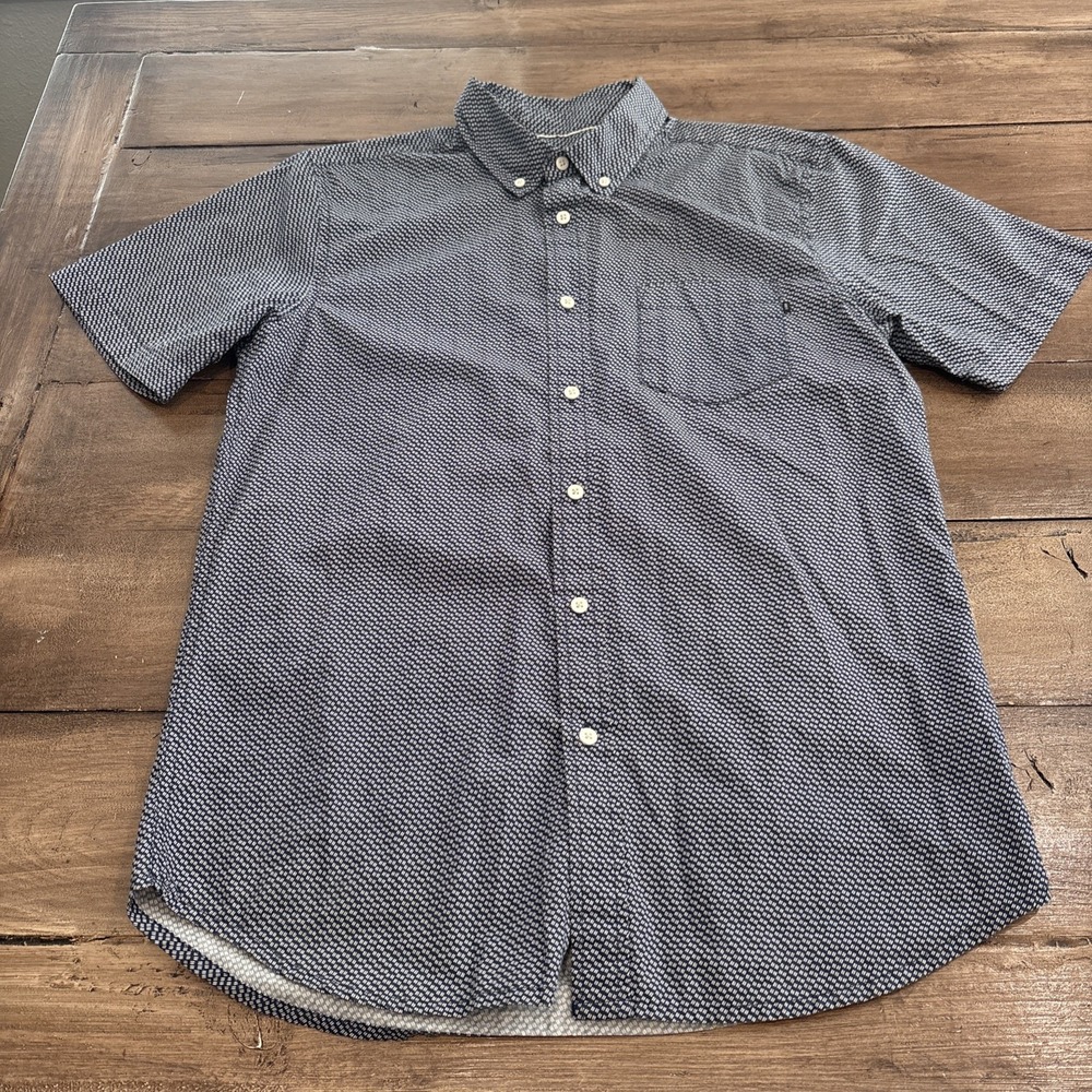 Obey Blue‎ Print Button-Up Casual Shirt Mens Short Sleeve Casual Size M